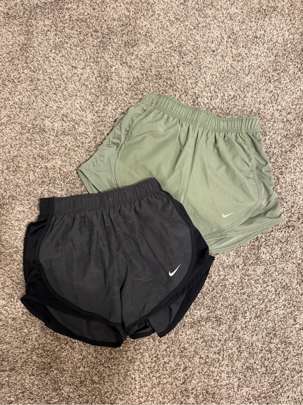 Nike Women’s Black and Sage Green Running Shorts Duo (BOTH FOR SALE!!)